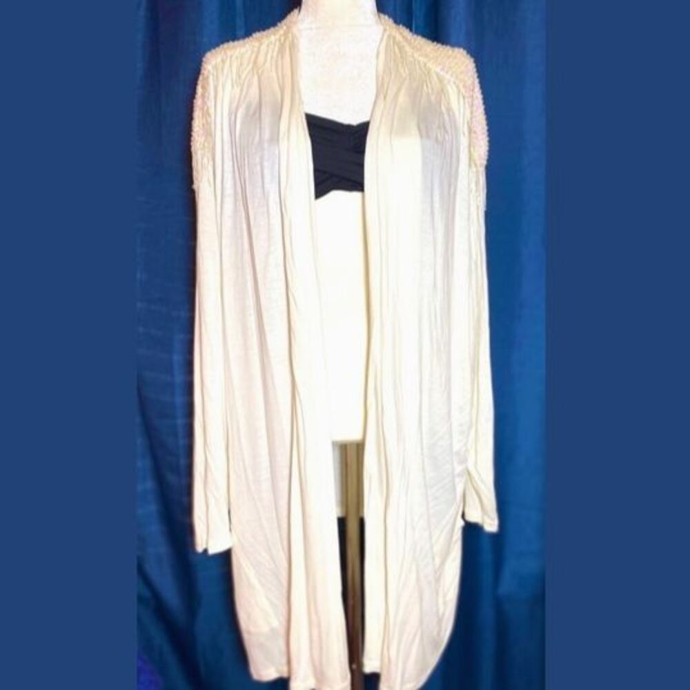 🌟 Vintage Chantik Sequined & Beaded Duster Cardigan Sz 2X